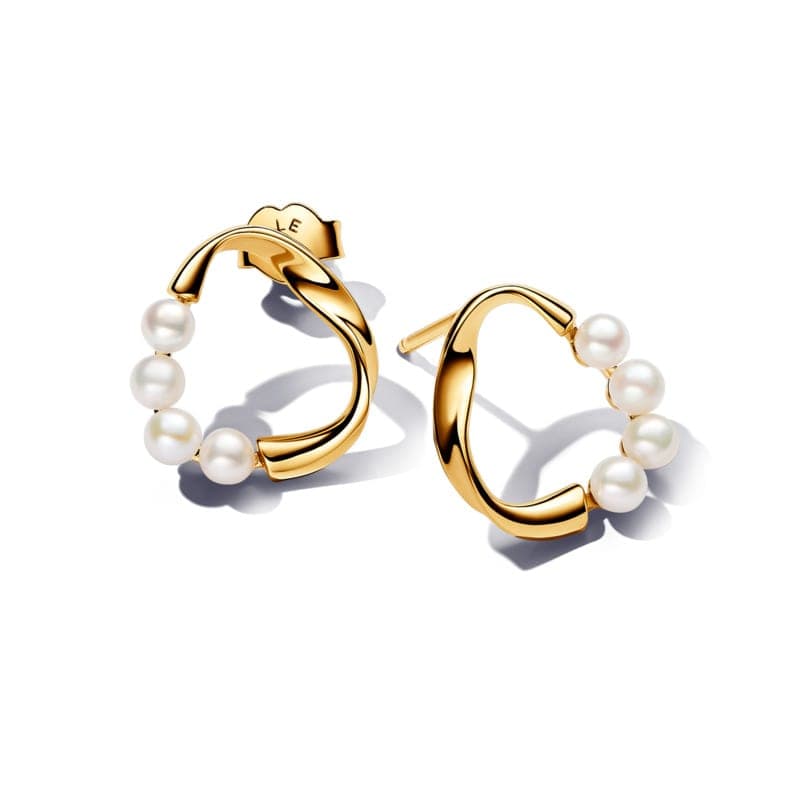 Pandora Organically Shaped Circle & Treated Freshwater Cultured Pearls Stud Earrings 263276C01 263276 — photo 1 of 1