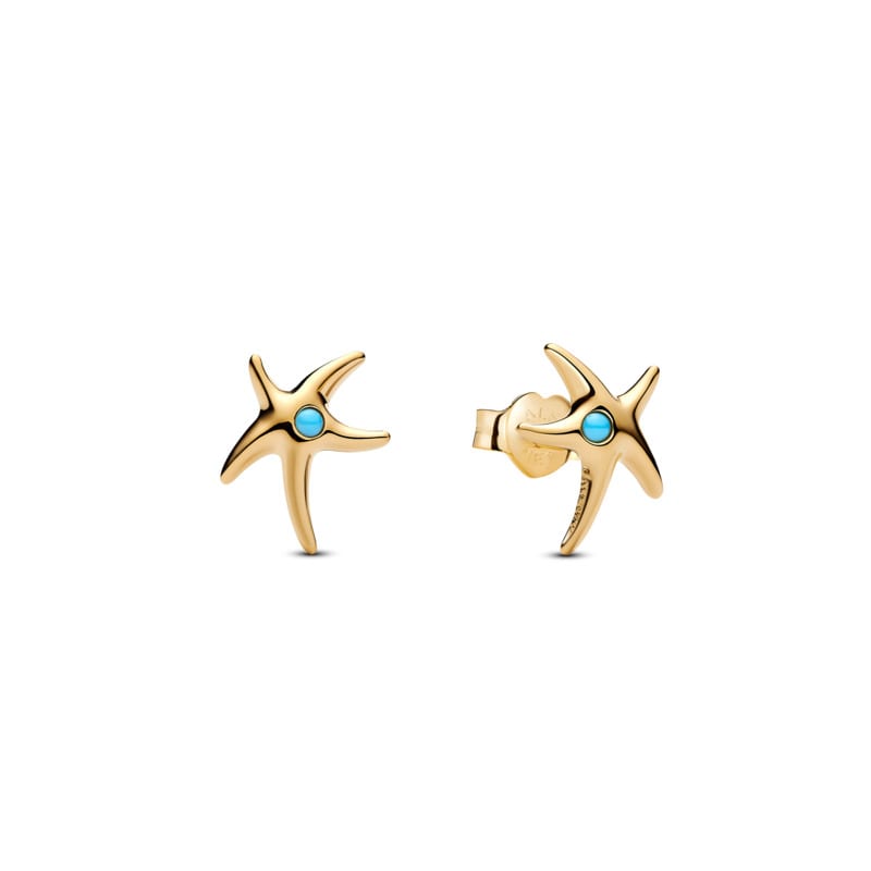 Starfish 14K Gold plated Stud Earrings with Capri Crystal