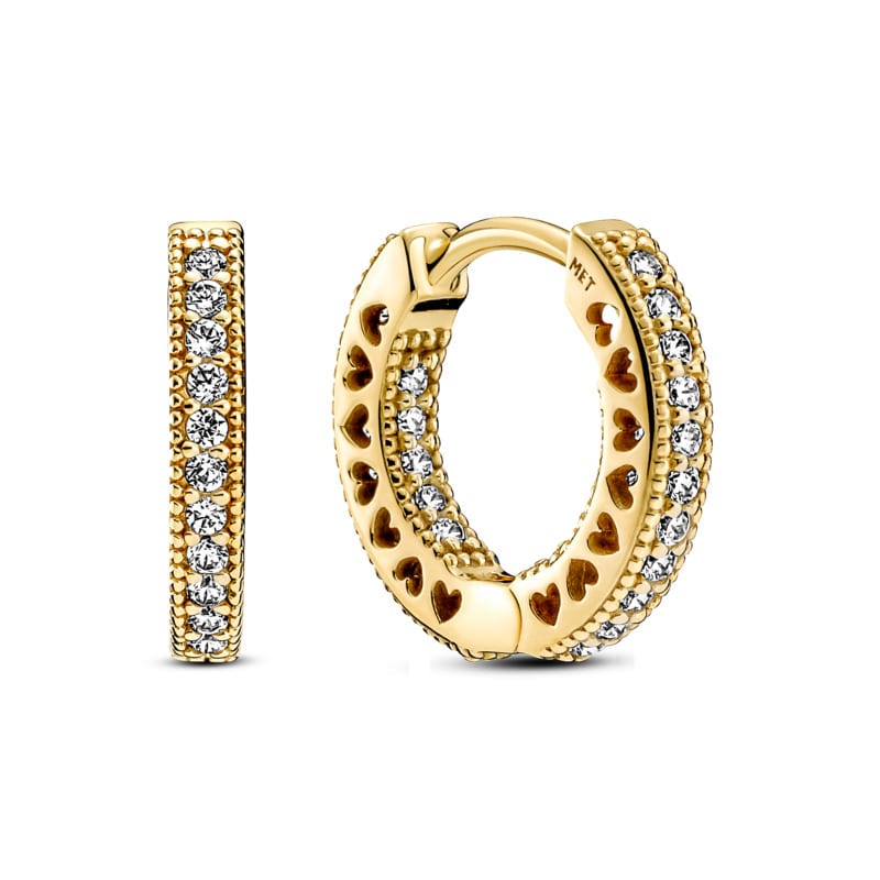 Pavé Heart Hoop Earrings