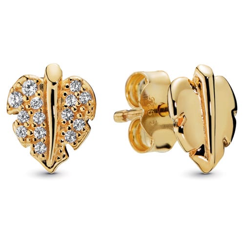 Pandora Shine Shining and Sparkling Leaf Stud Earrings