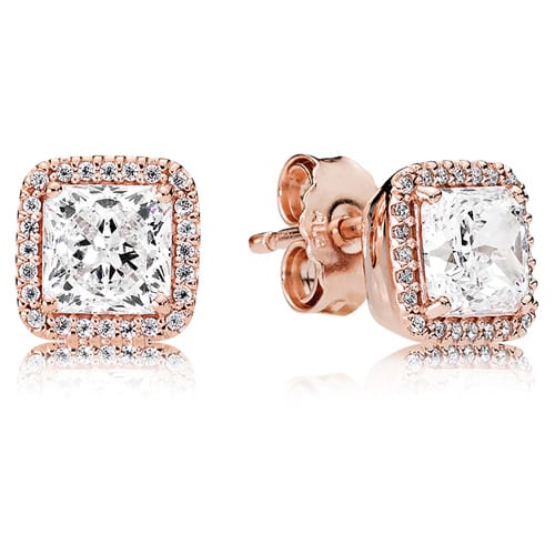 Square Sparkle Halo Stud Earrings