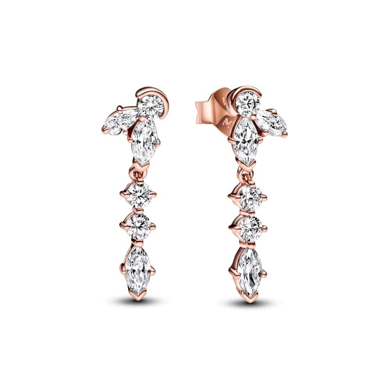 Triple Stone Heart Stud Earrings
