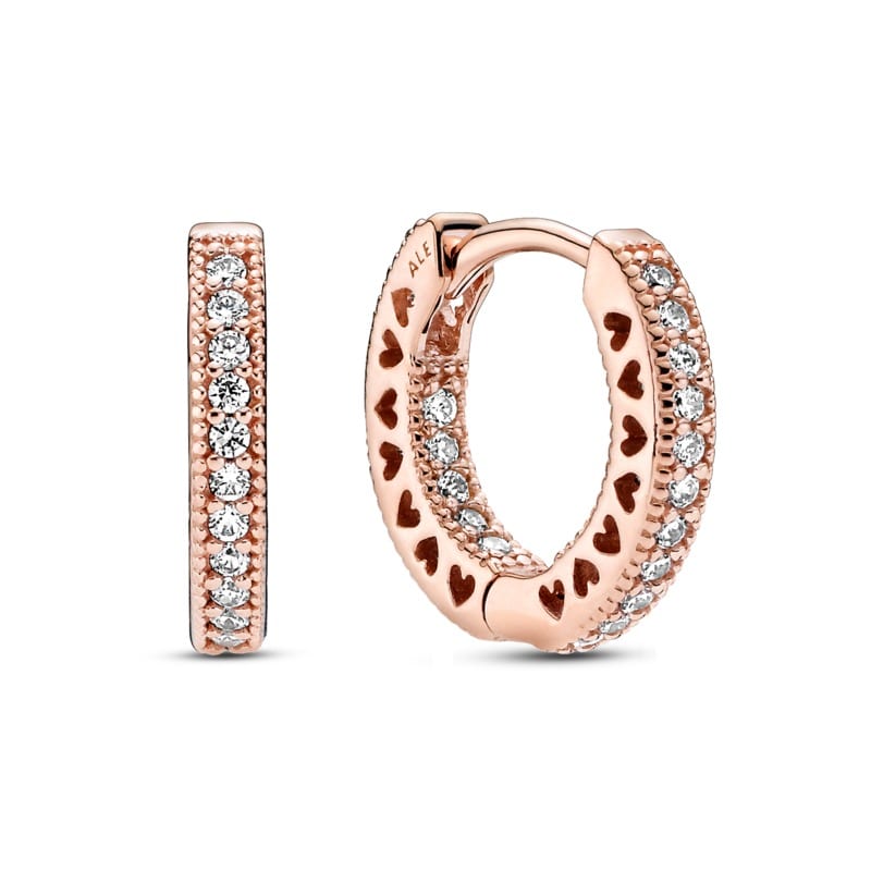 Rose Sparkling Heart Hoop Earrings