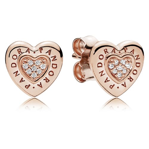 Pandora Rose Signature Heart Stud Earrings