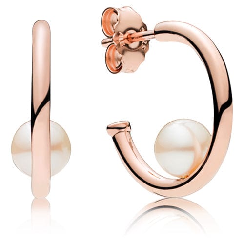 Contemporary Pearl Hoop Earrings