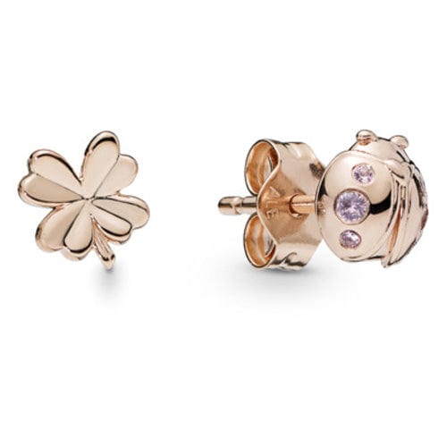 Four Leaf Clover and Ladybird Stud Earrings