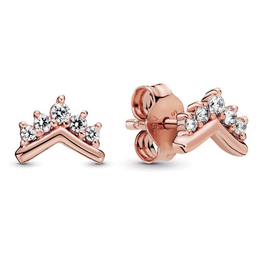 Rose Tiara Wishbone Stud Earrings