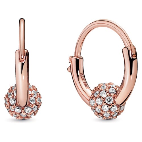 Pandora Rose Pave Bead Hoop Earrings