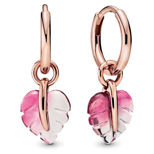 Pandora Rose Murano Glass Leaf Hoop Earrings