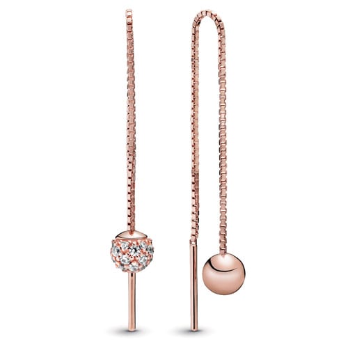 Pandora Rose Polished and Pave Bead Dangle Earrings