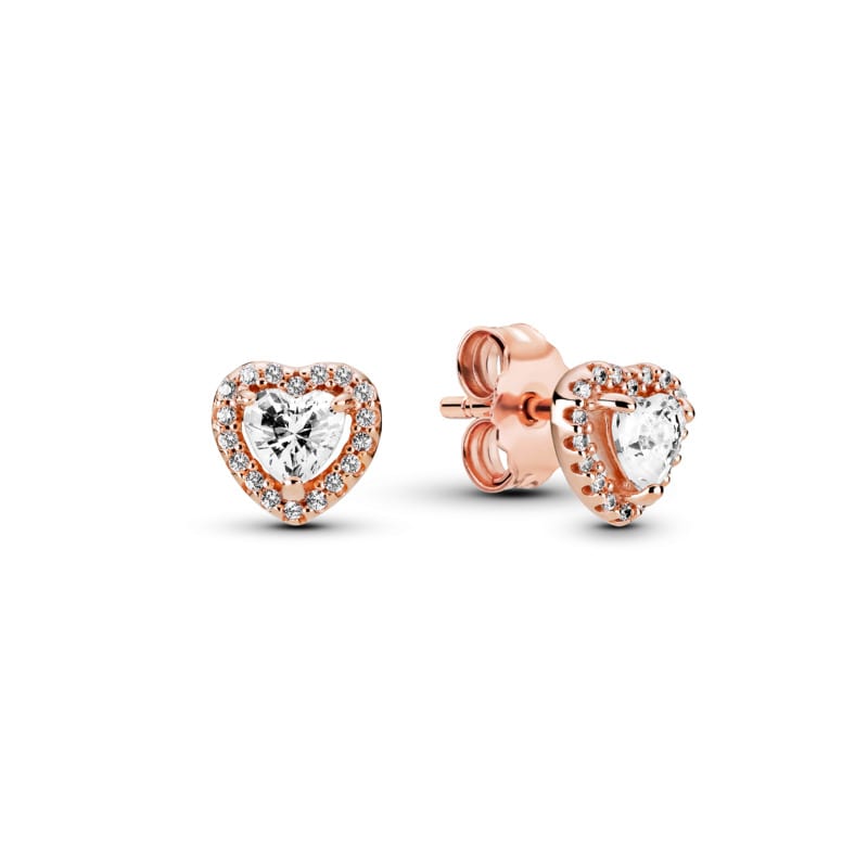 Sparkling Elevated Hearts Stud Earrings