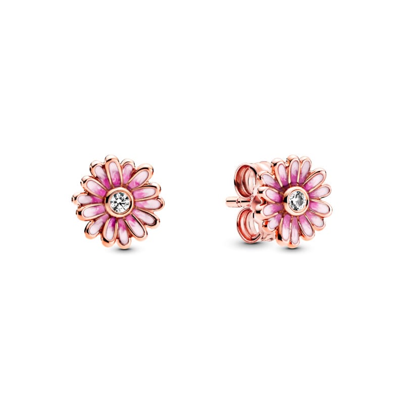 Pink Daisy Flower Stud Earrings