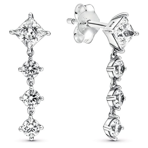 Sparkling Round & Square Drop Earrings