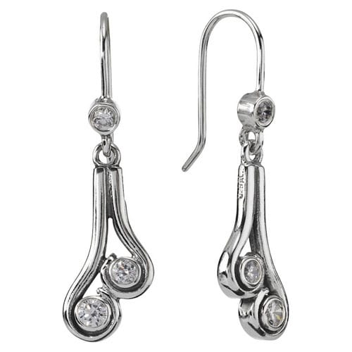Ocean Wave Earrings with Clear CZ