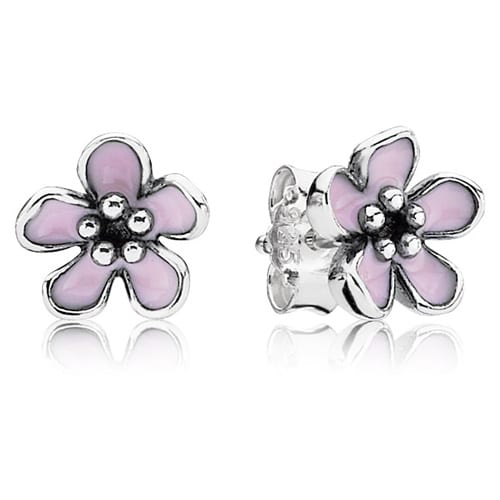 Silver Cherry Blossom Stud Earrings
