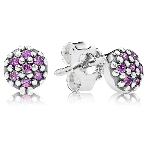 Violet Zirconia Pave Stud Earrings