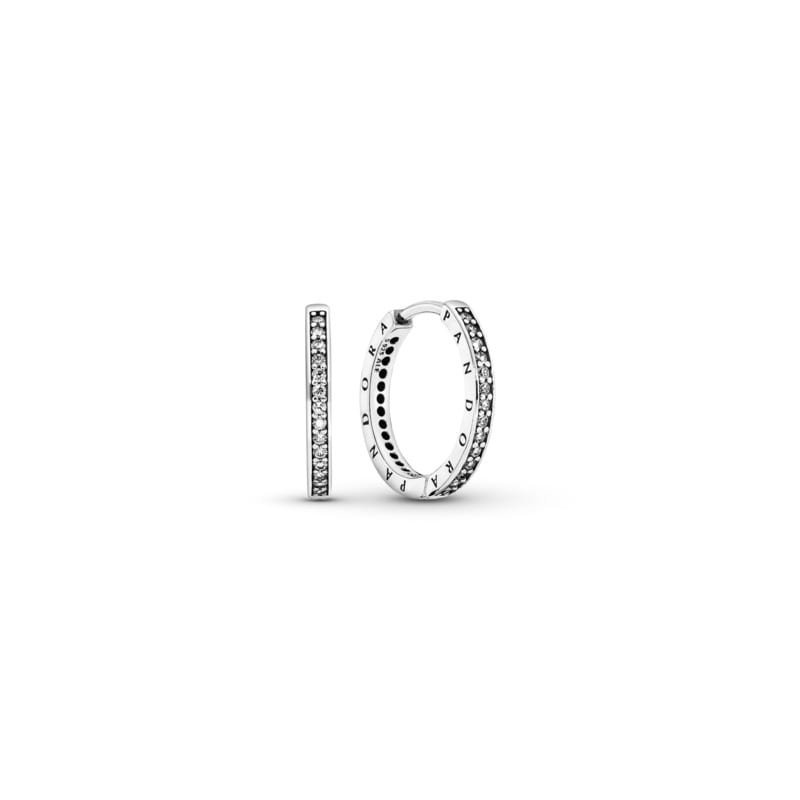 Pandora Signature with Clear CZ Hoop Earrings
