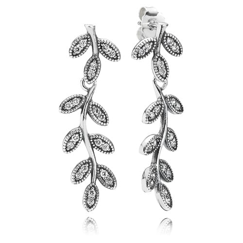 Sparkling Leaves Dangle Earrings with Zirconia