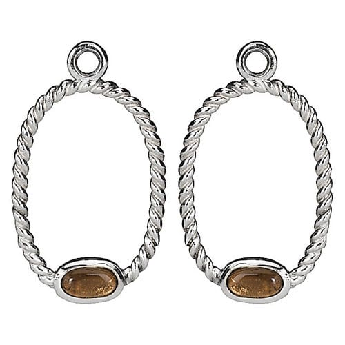 Smokey Quartz Oval Rope Earring Charm