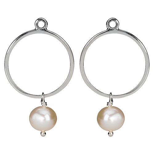 White Pearl Dangle Hoop Earring Charm