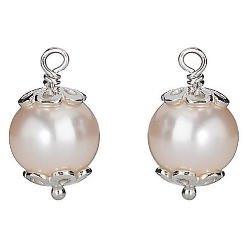 White Pearl Flower Earring Charm