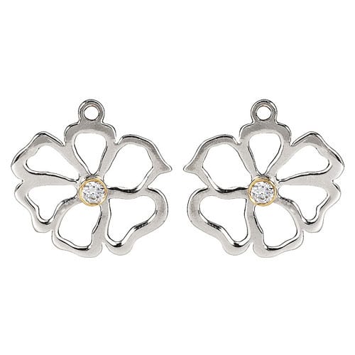 Large Flower Earring Charm with Clear CZ