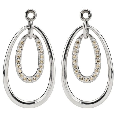 Double Drop Earring Charm with Champagne CZ