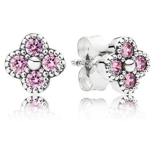 Oriental Blossom Stud Earrings with Pink Zirconia