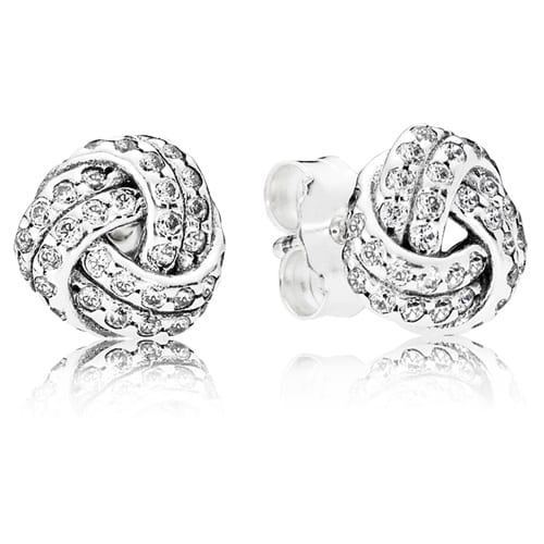 Sparkling Love Knot Stud Earrings