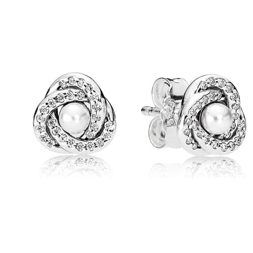 Pandora Luminous Love Knot Stud Earrings 290740WCP 290740W — photo 1 of 1