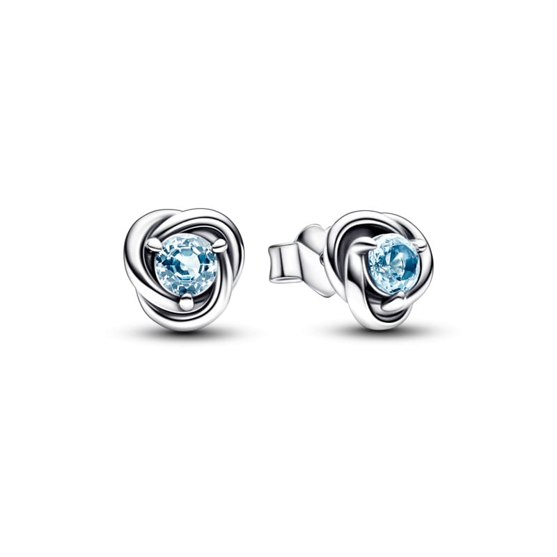 Sea Aqua Blue Eternity Circle Stud Earrings