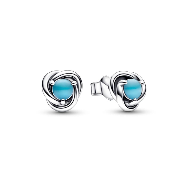 Turquoise Blue Eternity Circle Stud Earrings