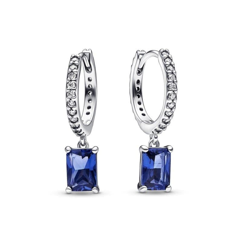 Pandora Blue Rectangular Sparkling Hoop Earrings 292381C01 292381 — photo 1 of 1