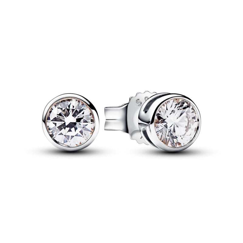 Pandora Era Bezel Sterling Silver Lab-grown Diamond Earrings