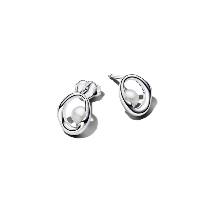 Pandora Organically Shaped Oval & Treated Freshwater Cultured Pearl Stud Earrings 293295C01 293295 — foto 1 di 1