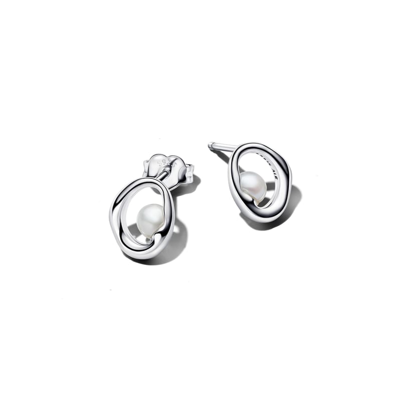 Organically Shaped Oval & Treated Freshwater Cultured Pearl Stud Earrings