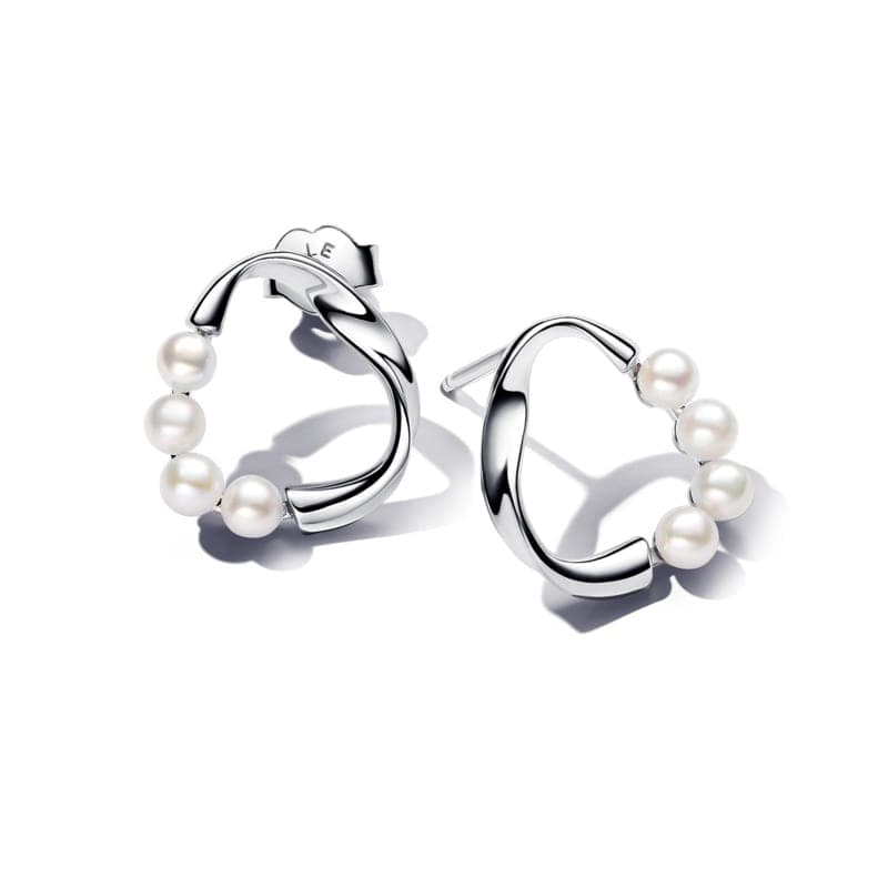 Pandora Organically Shaped Circle & Treated Freshwater Cultured Pearls Stud Earrings 293276C01 293276 — Foto 1 von 1