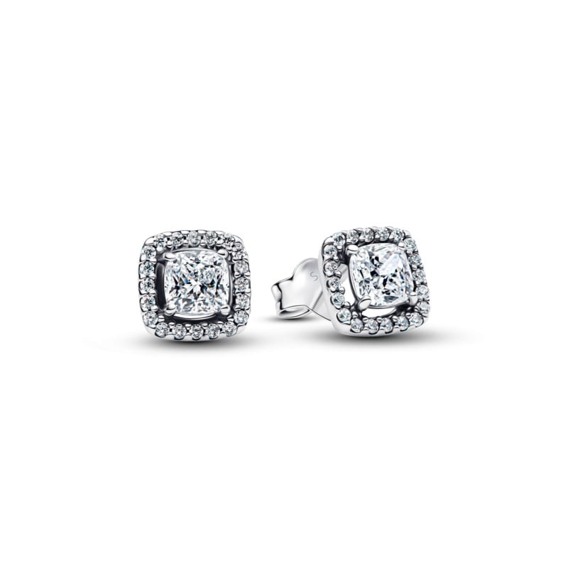 Pandora Square Halo Stud Earrings
