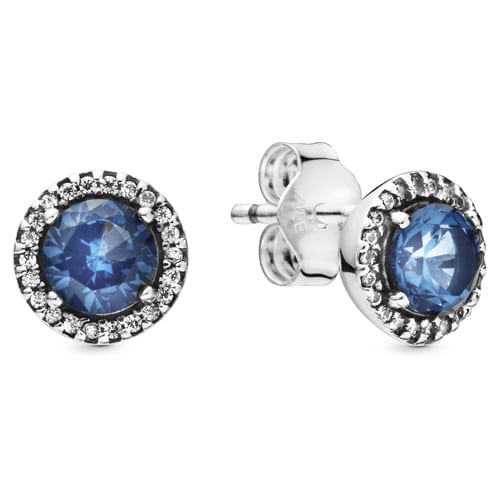 Blue Round Sparkle Stud Earrings