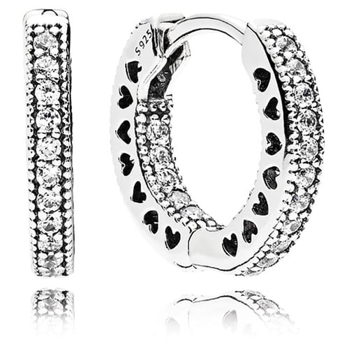 Pandora Hearts of Pandora Clear CZ 15MM Hoop Earrings