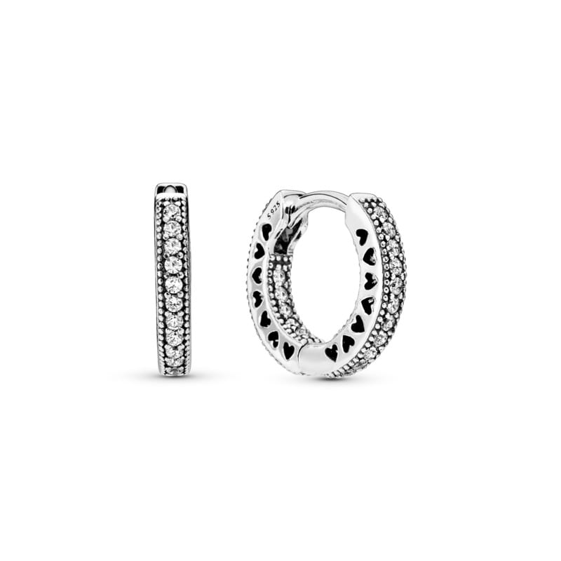 Pandora Hearts of Pandora Clear CZ 15MM Hoop Earrings