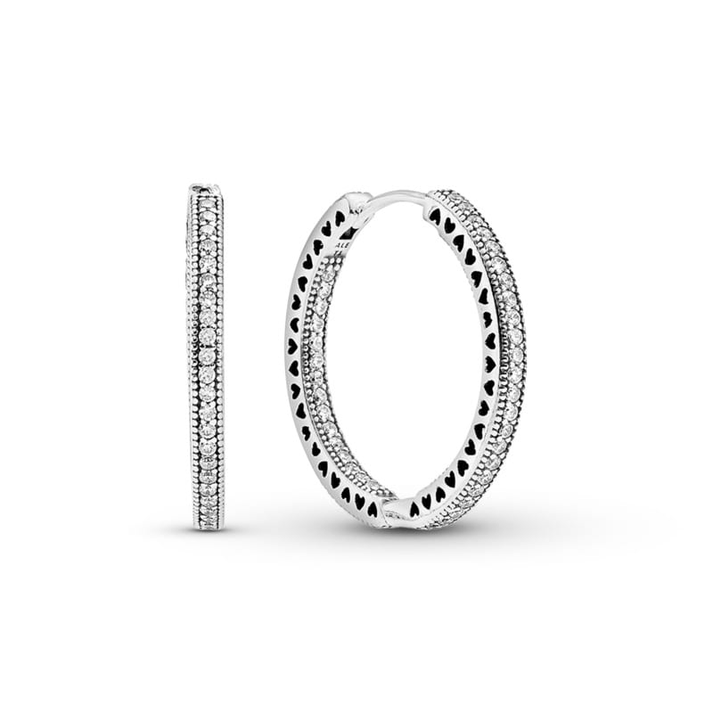 Pandora Hearts of Pandora Clear CZ 27MM Hoop Earrings