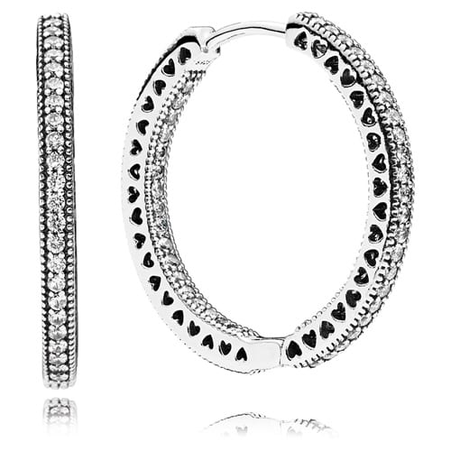 Pandora Hearts of Pandora Clear CZ 27MM Hoop Earrings