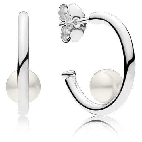 Contemporary Pearl Hoop Earrings