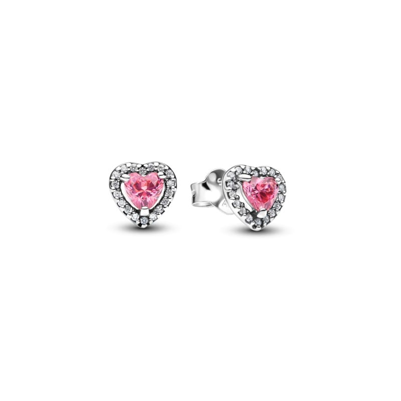 Pandora Elevated Pink Heart Stud Earrings
