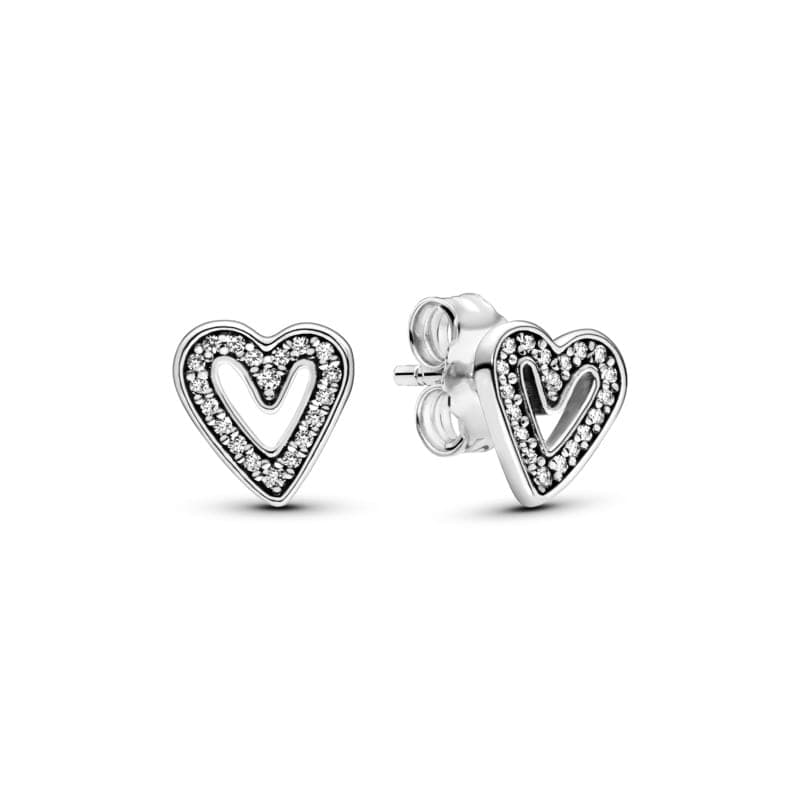 Pandora Sparkling Freehand Heart Stud Earrings 298685C01 298685 — photo 1 of 1