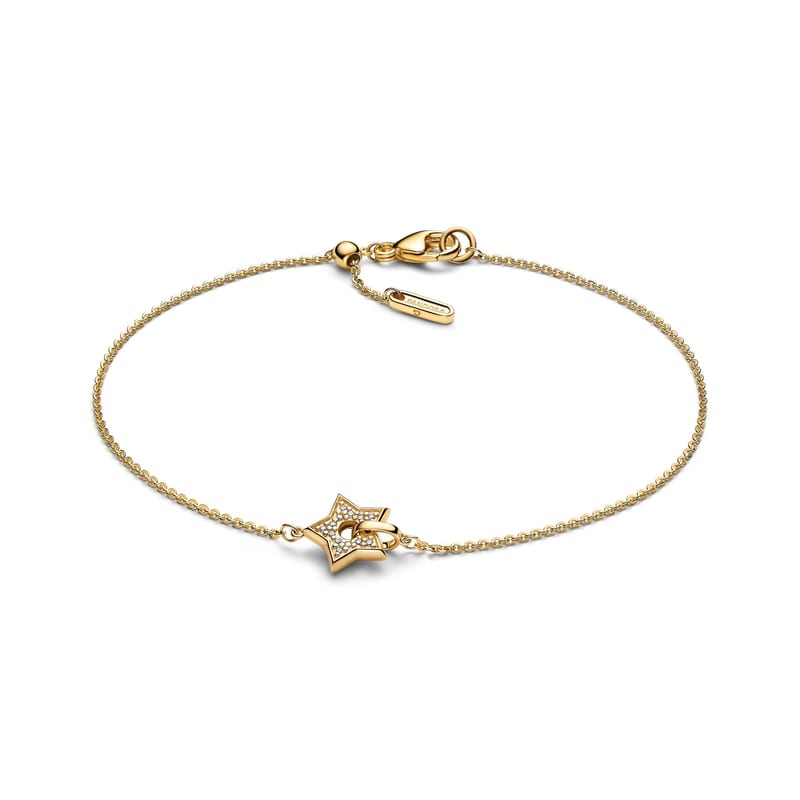 Pandora Talisman 14k Gold Lab-grown Diamond Pavé Star Chain Bracelet