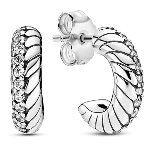 Pavé Snake Chain Pattern Hoop Earrings