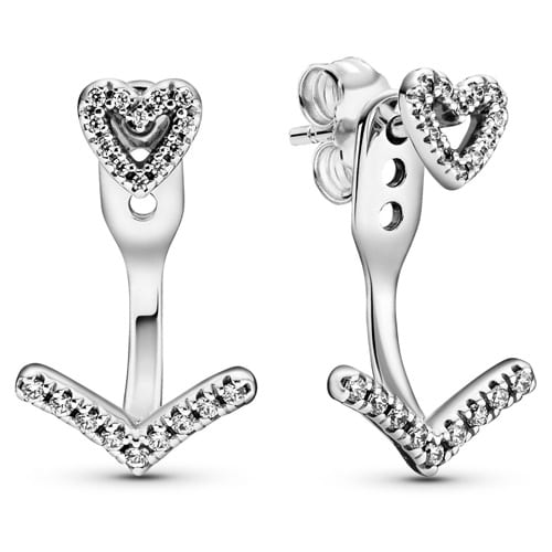 WishSparkling Wishbone Heart Stud Earrings