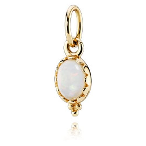 14K White Opal Cabochon Pendant